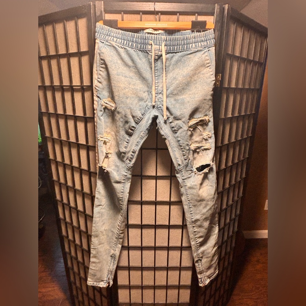 PacSun Light Blue Distressed Skinny Joggers